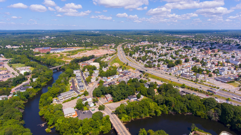 An aerial view of Pawtucket, Rhode Island