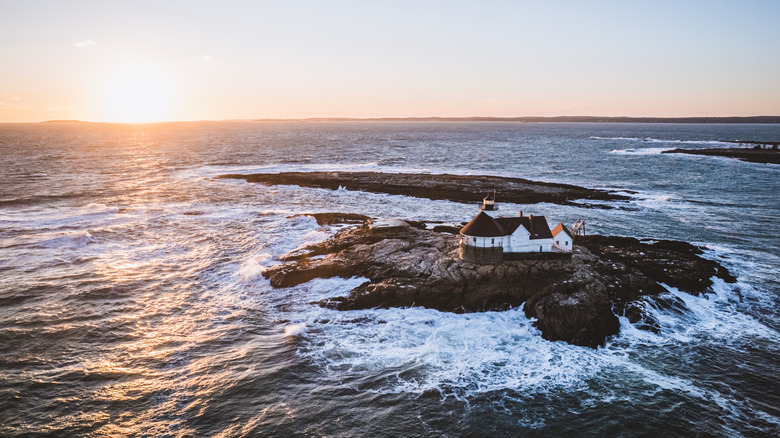 The Cuckholds lighthouse off the island of Southport in Lincoln County, Maine.