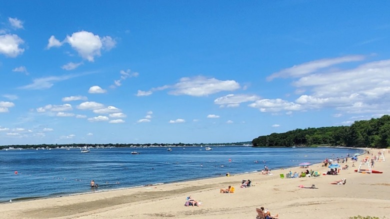 The beach at Goddard Memorial State Park in Kent County, Rhode Island