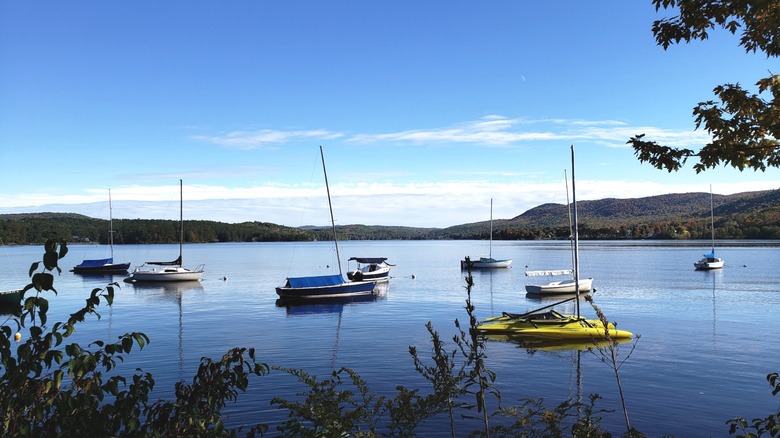 Boats on Mascoma Lake in Enfield, New Hampshire
