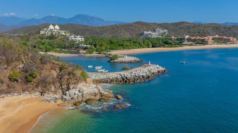The coast of Huatulco, Mexico, with many bays and beaches