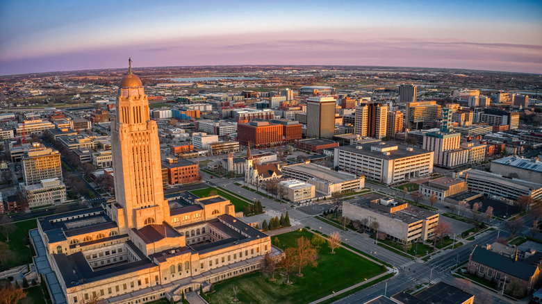 Aerial view of Downtown Lincoln, Nebraska