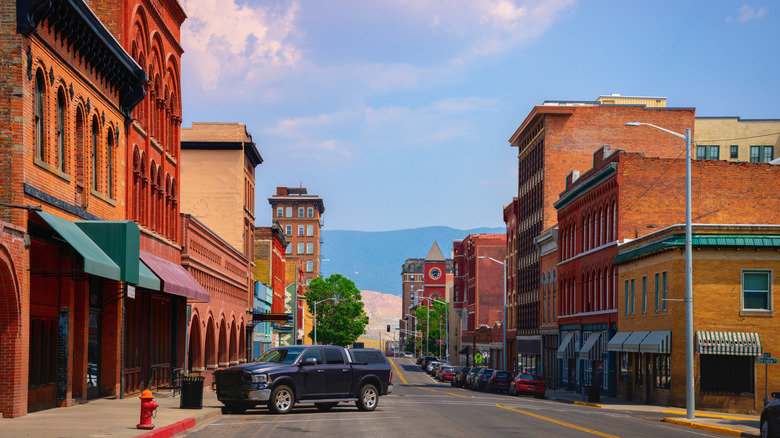 Butte, Montana's Historic Uptown District with landmark buildings dating back to the Gold Rush era
