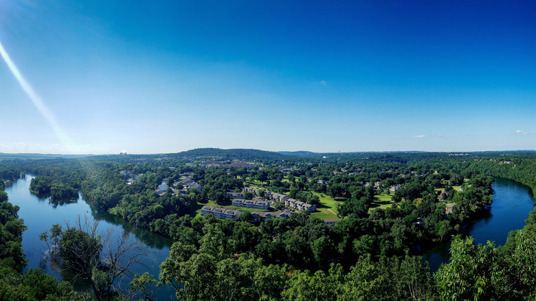 View from the Branson Scenic Overlook, with the river and homes in the distance