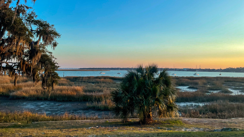 Salt marshes and waterfront at Henry C. Chambers Park in Beaufort, South Carolina
