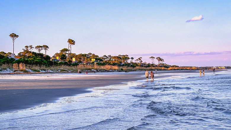 People walking on the beach at Hilton Head Island, South Carolina