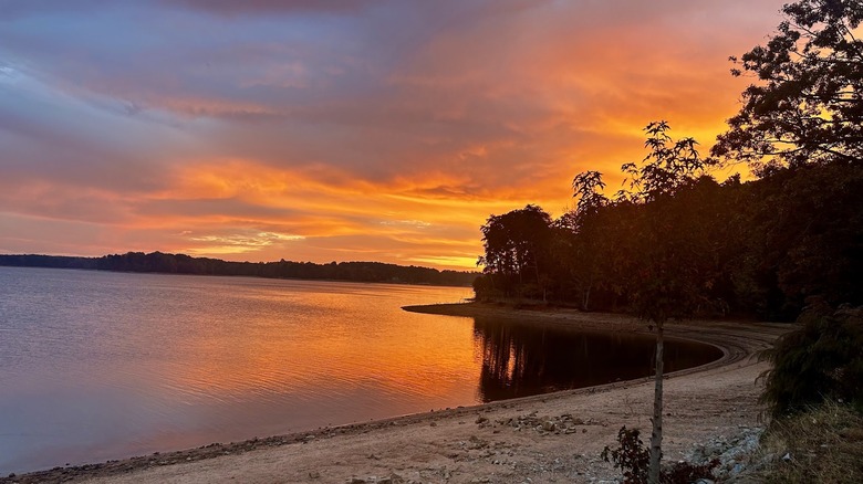 Sadlers Creek State Park, seen at sunset with a beach on Lake Hartwell
