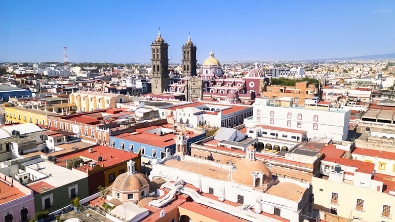 The skyline of Puebla, Mexico