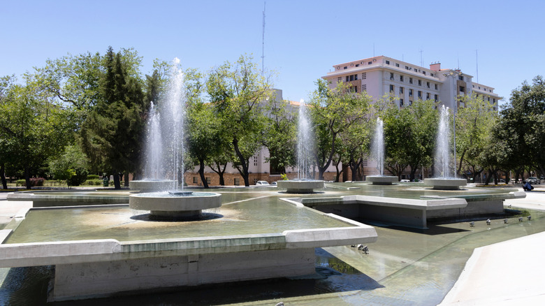 Fountains in a park in Mendoza, Argentina
