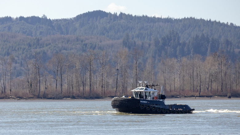 Boat on the river in Cathlamet, Washington