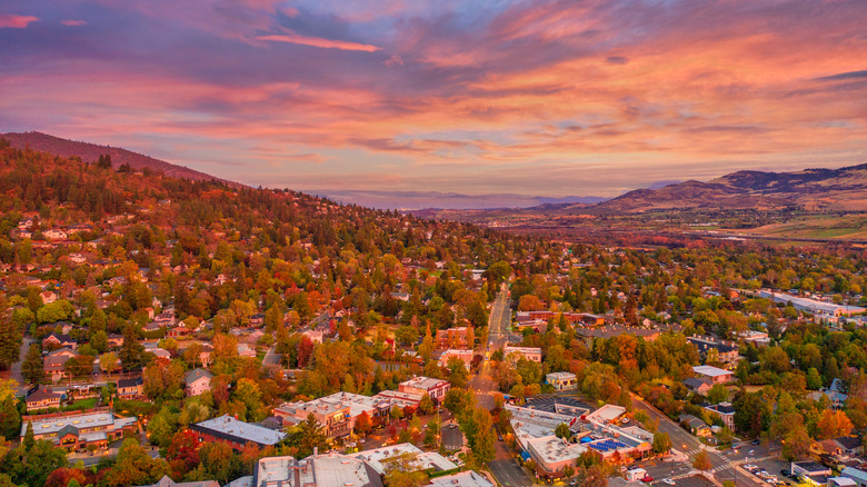 Forests surround the town of Ashland, OR