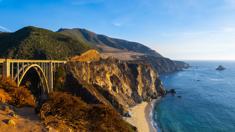 Bixby Bridge and Pacific Coast Highway at sunset