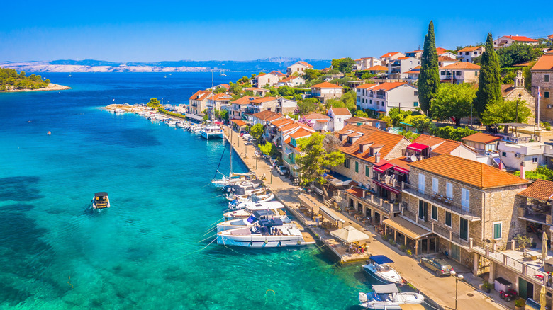 Aerial view of Stomorska on Solta Island in Croatia