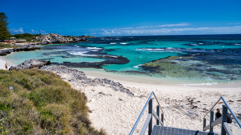 Turquoise waters along the white sandy shores of Rottnest Island