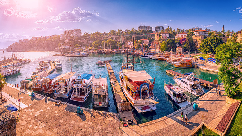 Marina and boats in Antalya town of Kaleiçi, Turkey
