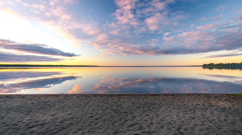 Sunset over popular Indian Lake in the Upper Peninsula, Michigan
