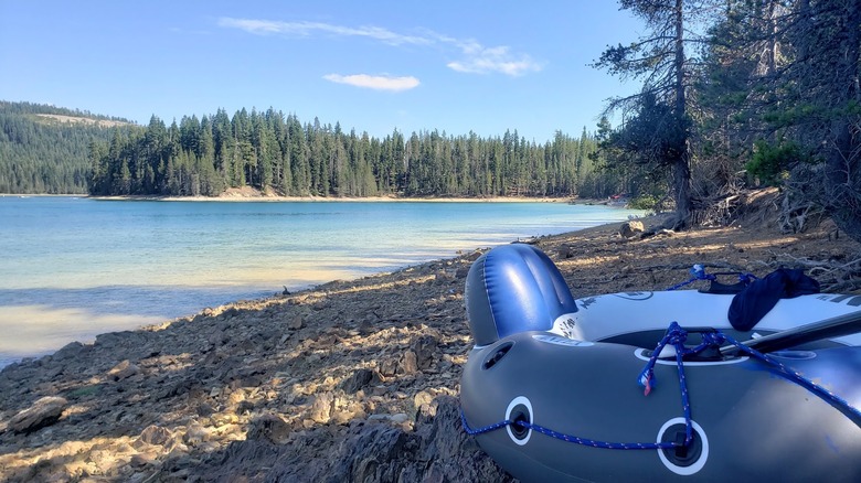One of two beaches at the Little Grass Valley Reservoir in California