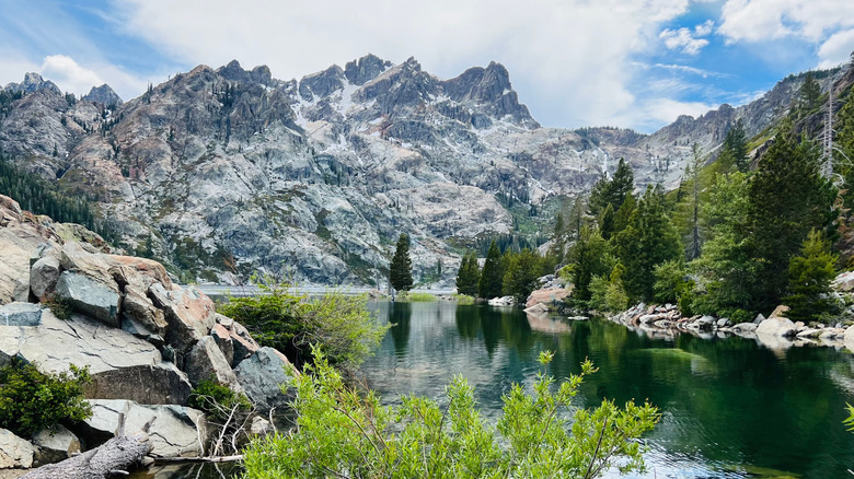 Sardine Lake in the foreground, the Sierra Buttes in the background