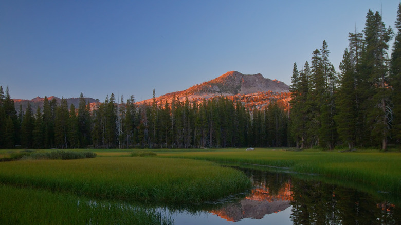 Sunset at Wrights Lake in the Sierra Mountains, in the Desolation Wilderness outside of Lake Tahoe