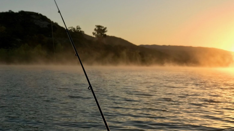 A shot of fishing at sunrise at Lake Wohlford near Escondido