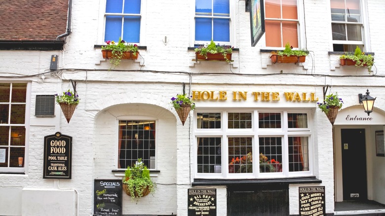 Exterior of the Hole in the Wall pub in Chichester, West Sussex, England.