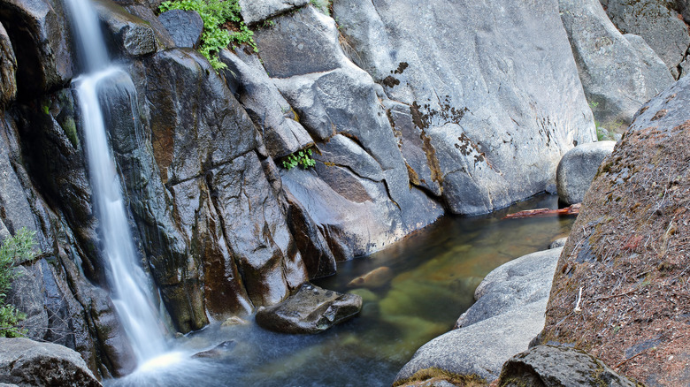 One of the main cascades of the Chilnualna Falls Trail in Yosemite