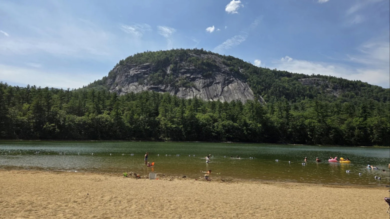 sandy beach area at Echo Lake State Park in New Hampshire