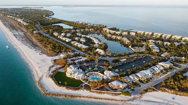 Aerial view of Gasparilla Island State Park on Boca Grande