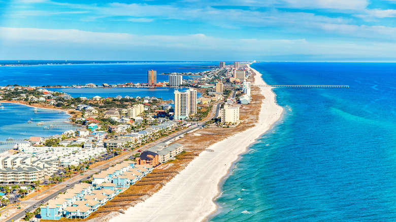 Aerial view of Pensacola Beach, Florida.