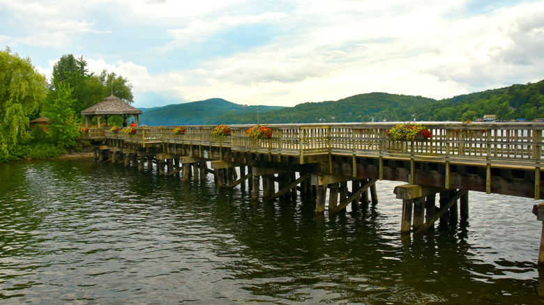 A dock and gazebo on Lake Massawippi in North Hatley, Quebec