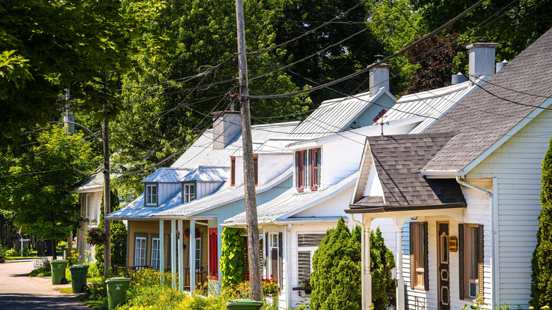 Historic houses and trees lining the Old Road in Cap-Santé, Quebec