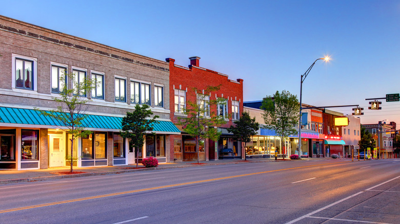 Early morning view of a street in Presque Isle, Maine