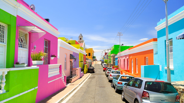 Bright, multicolored buildings in the Bo-Kaap district of Cape Town