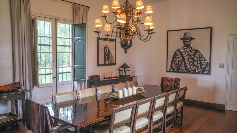 The Argentine colonial style communal dining room at the exclusive Hotel La Bamba de Areco