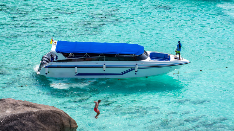 Tourists enjoy boat tours in Donald Duck Bay