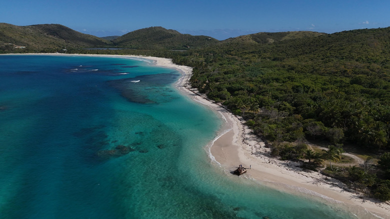 An elevated view of Flamenco Beach, Puerto Rico