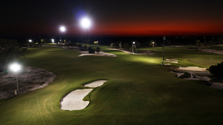 golf course aerial view at night at The Park West Palm
