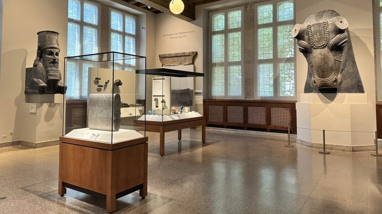 An exhibit showing ancient artifacts at the Institute for the Study of Ancient Cultures