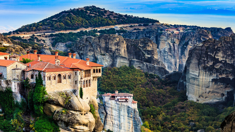 Meteora hilltop monasteries in Greece