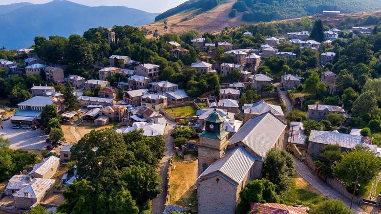 Aerial view of Nymfaio in Northern Greece