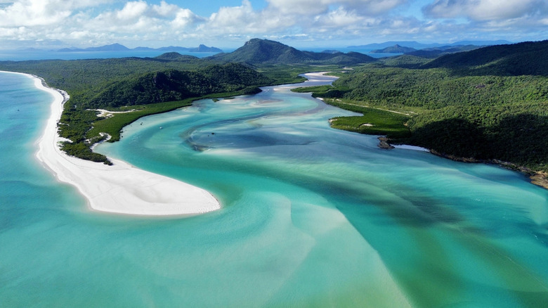 An aerial view of the Whitsundays in Queensland, Australia
