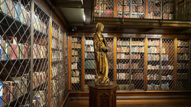 Bookshelves of the Morgan Library & Museum, New York City.