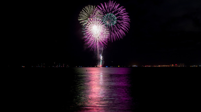 New Year's Eve fireworks over Waikiki Beach, Honolulu
