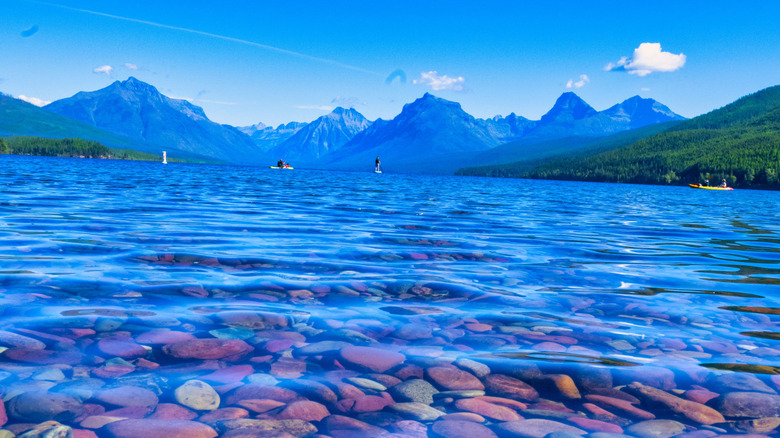 A shot of the colored stones of Lake MacDonald