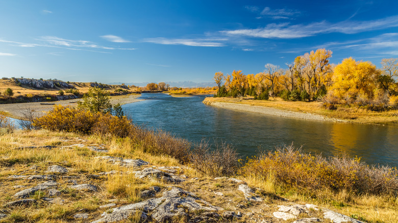 MThe Missouri River flowing through Missouri Headwaters State Park