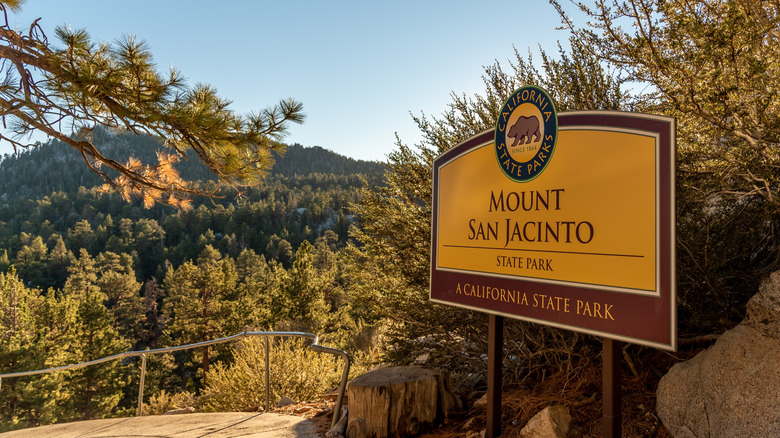 A sign for the Mount San Jacinto State Park in Southern California