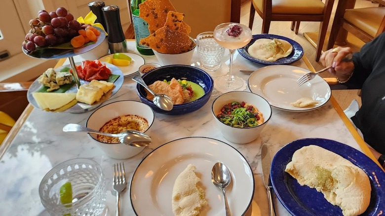 A table display of food at Evelyn's