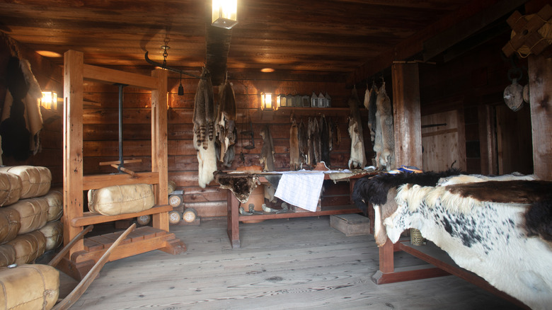 A storage and packing room to prepare shipments for other colonies at Fort Ross Historic State Park in California