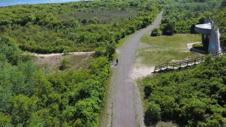 A view of Fort Tilden hiking trail near Battery Harris East, Queens, New York