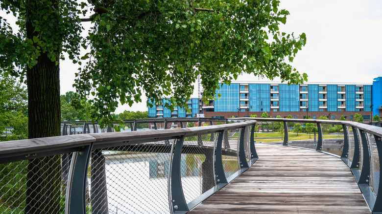 A trail over the St. Marys river in Promenade Park